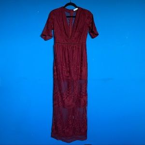 Maroon lace romper